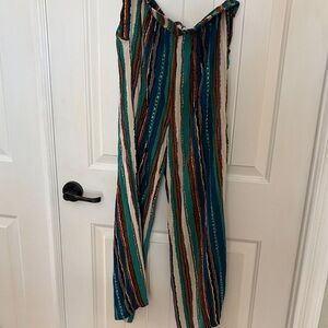 Striped Wide-Leg Jumpsuit in Teal Multi